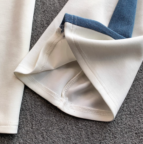 Sweatshirt & Trousers Denim Patchwork 2Pcs