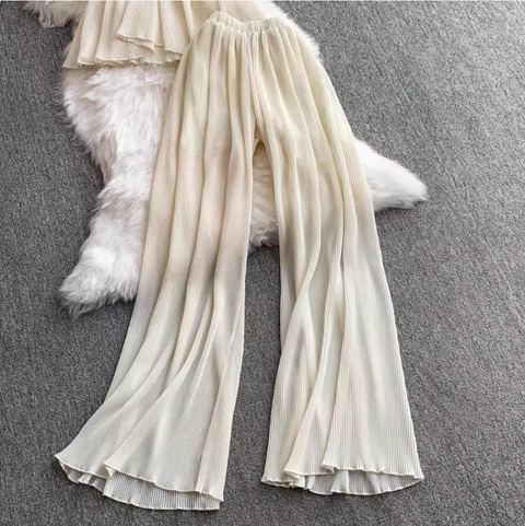 Knotted Halter Top & Draped Trousers 2Pcs