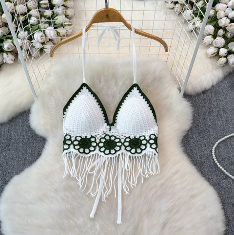 V-neck Fringed Bikini & Shorts 2Pcs