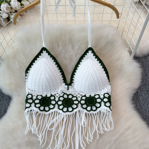V-neck Fringed Bikini & Shorts 2Pcs