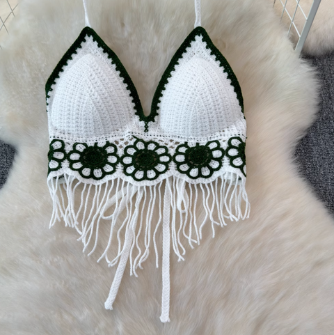 V-neck Fringed Bikini & Shorts 2Pcs