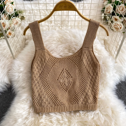 Jacquard Camisole & Hip-wrapping Skirt 2Pcs