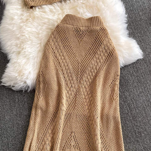 Jacquard Camisole & Hip-wrapping Skirt 2Pcs