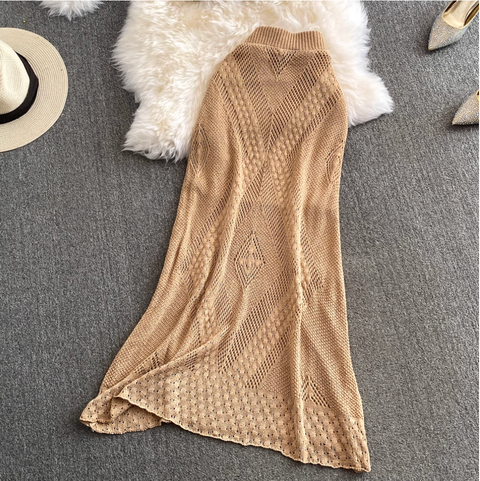 Jacquard Camisole & Hip-wrapping Skirt 2Pcs