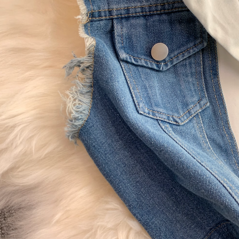 Suit Collar Vest & Trousers Denim 2Pcs