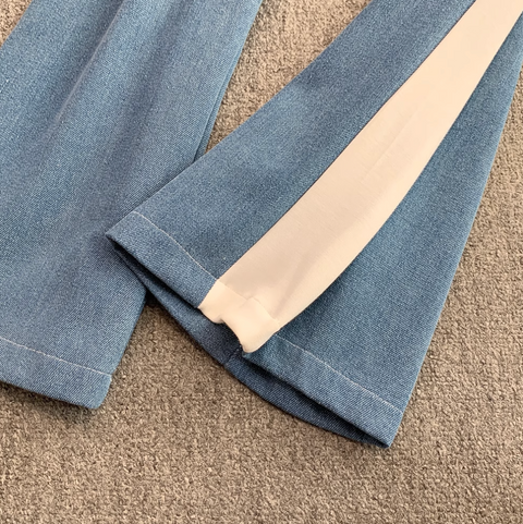 Suit Collar Vest & Trousers Denim 2Pcs
