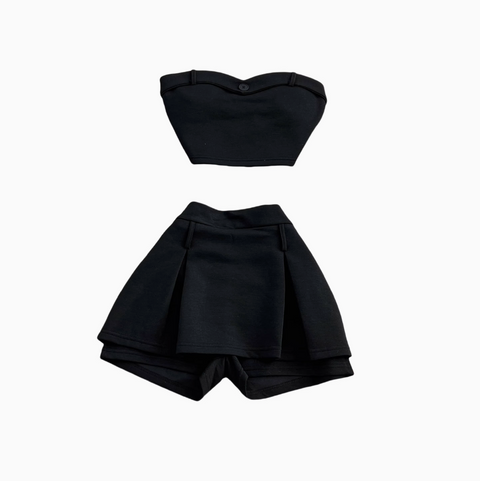 Padded Tank Top & Pleated Shorts 2Pcs