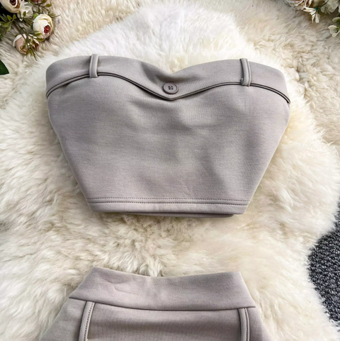 Padded Tank Top & Pleated Shorts 2Pcs