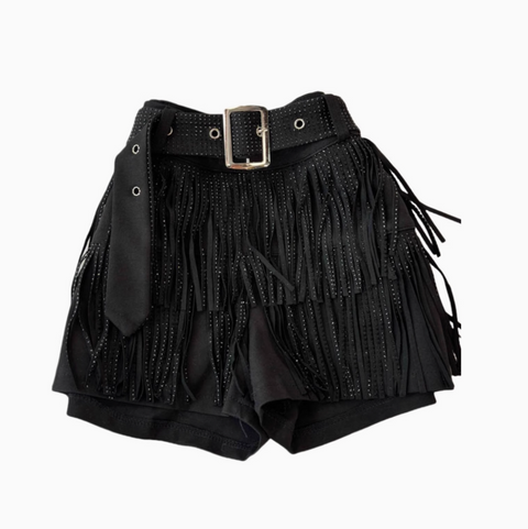 Chic Sequined Fringe Denim Shorts