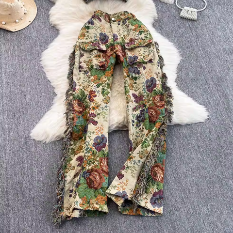 Lace-up Top & Trousers Printed 2Pcs