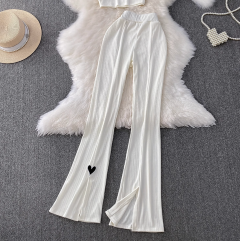 Zipped Knitwear & Flared Trousers 2Pcs