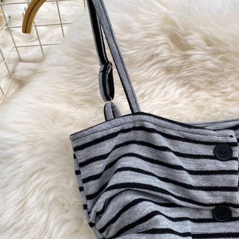 Striped Camisole & Wide-leg Trousers 2Pcs