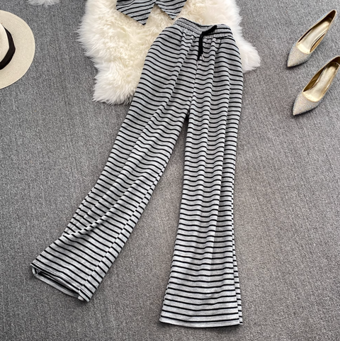 Striped Camisole & Wide-leg Trousers 2Pcs