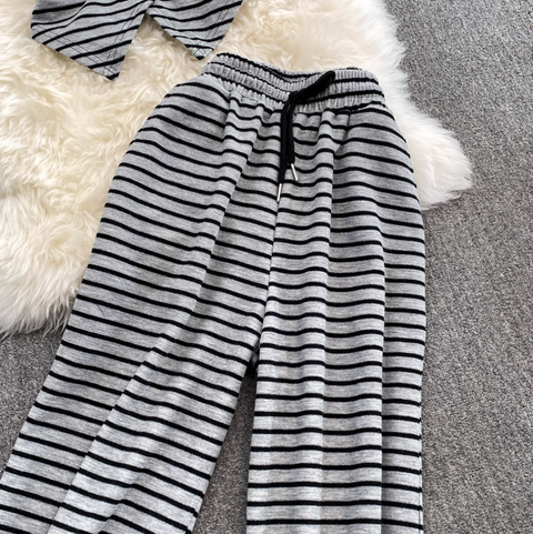 Striped Camisole & Wide-leg Trousers 2Pcs