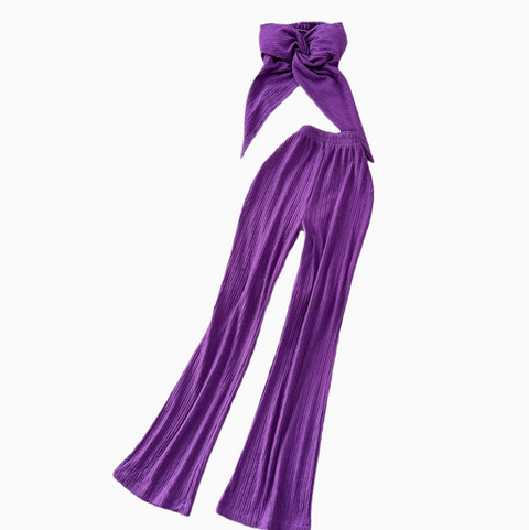 Knotted Top & Wide-leg Trousers 2Pc
