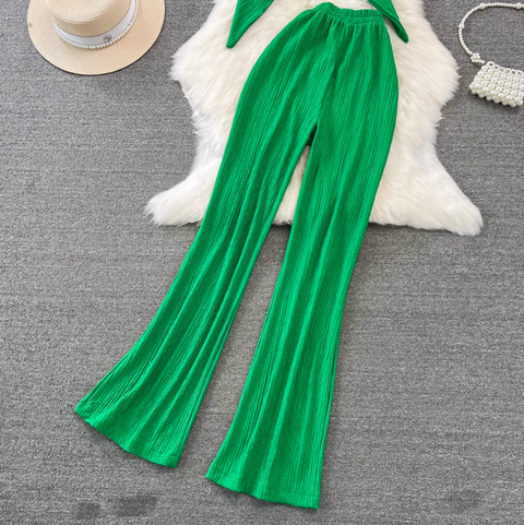 Knotted Top & Wide-leg Trousers 2Pc