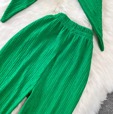 Knotted Top & Wide-leg Trousers 2Pc