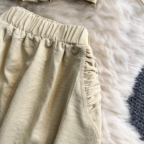 Pleated Top & High-waist Skirt 2Pcs