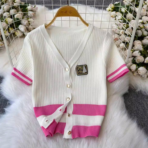 Embroidery Cardigan & Pleated Skirt 2Pcs