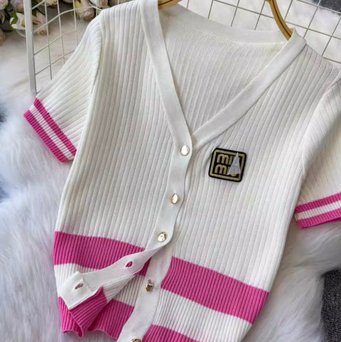 Embroidery Cardigan & Pleated Skirt 2Pcs