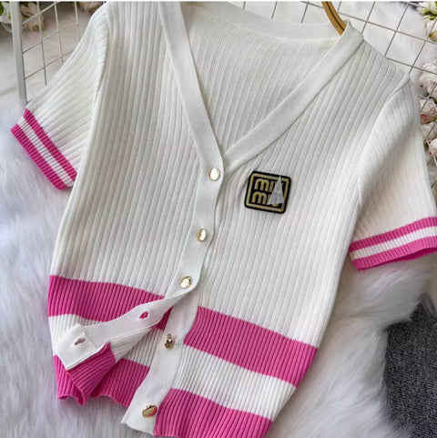 Embroidery Cardigan & Pleated Skirt 2Pcs