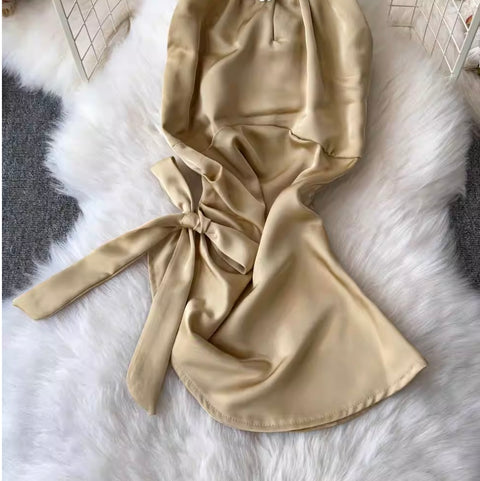 Halter Satin Top & Sequined Skirt 2Pcs