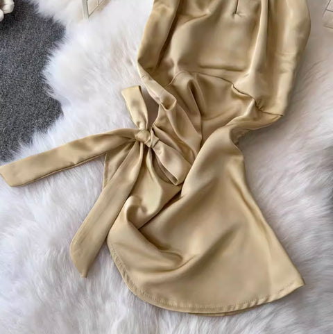 Halter Satin Top & Sequined Skirt 2Pcs