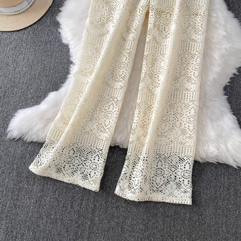 Hollowed Lace Straight Trousers