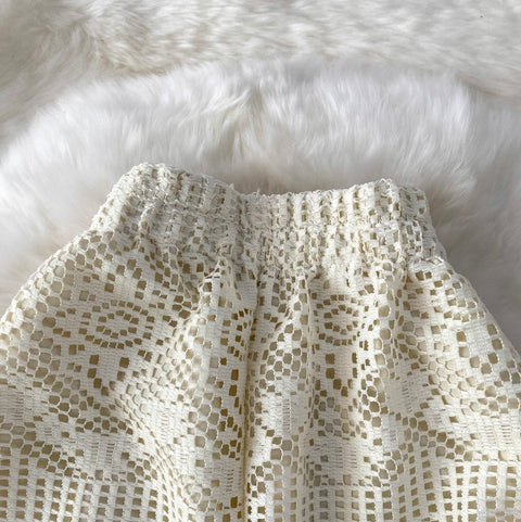 Hollowed Lace Straight Trousers