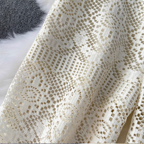 Hollowed Lace Straight Trousers
