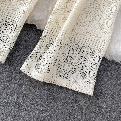 Hollowed Lace Straight Trousers