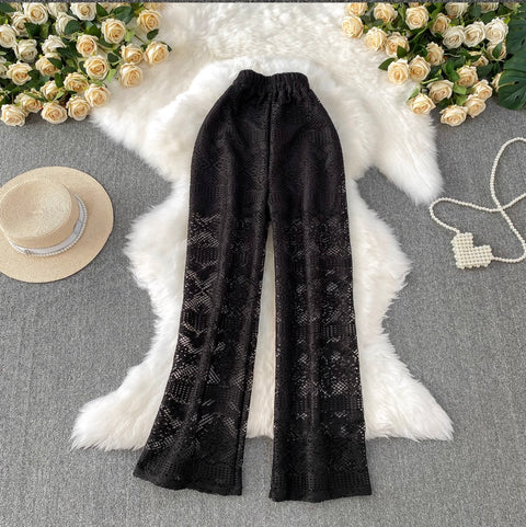 Hollowed Lace Straight Trousers