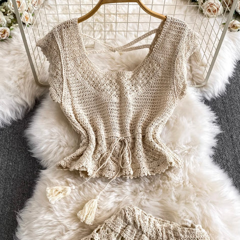 Sweetie Lace Knitwear & Skirt 2Pcs