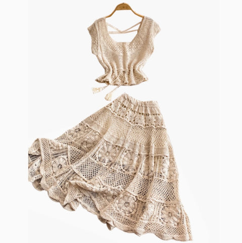 Sweetie Lace Knitwear & Skirt 2Pcs