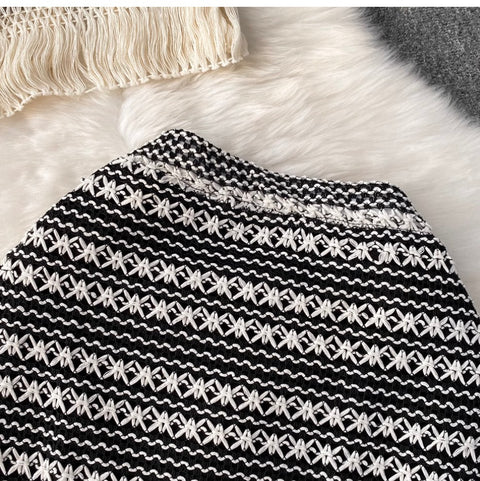 Black & White Fringed Camisole & Skirt