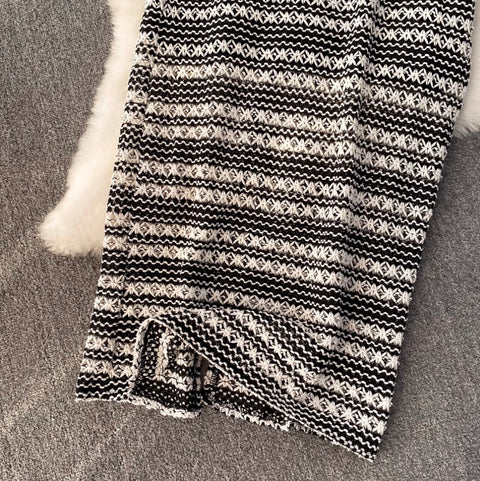 Black & White Fringed Camisole & Skirt
