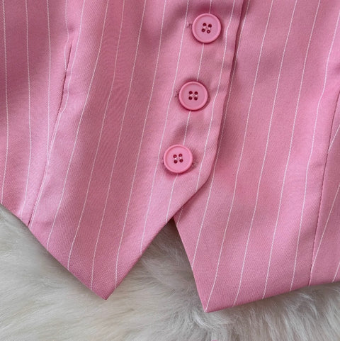 Striped Suit Vest & Trousers 2Pcs