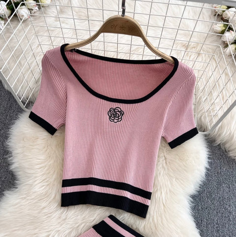Midriff-baring Knitwear & Skirt Knitted 2Pcs