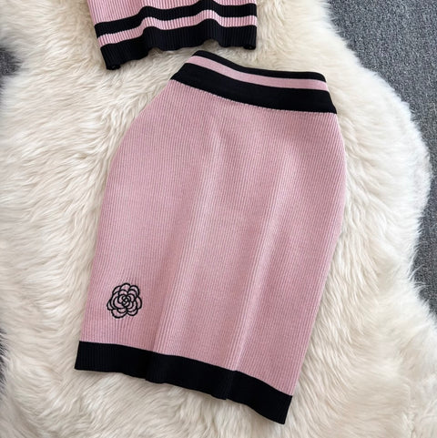 Midriff-baring Knitwear & Skirt Knitted 2Pcs