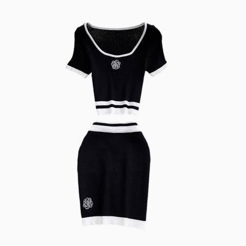 Midriff-baring Knitwear & Skirt Knitted 2Pcs