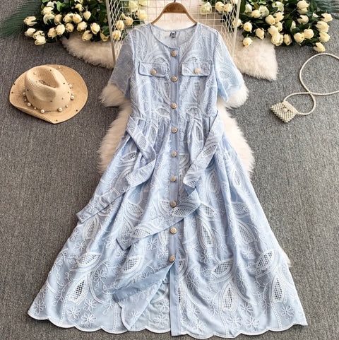Korean Style Embroidery Shirt Dress