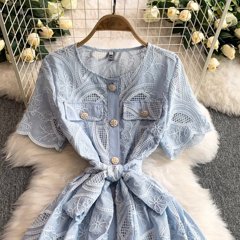 Korean Style Embroidery Shirt Dress