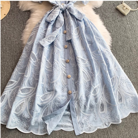 Korean Style Embroidery Shirt Dress