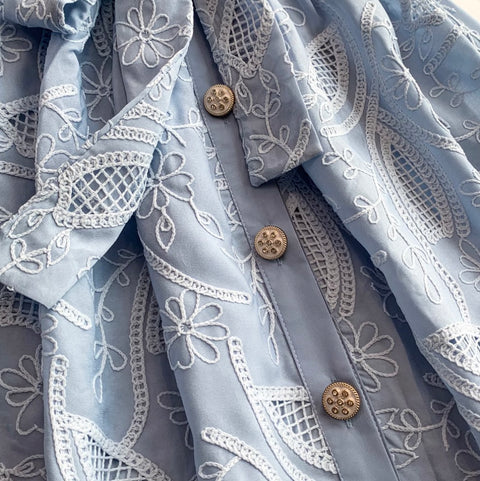 Korean Style Embroidery Shirt Dress