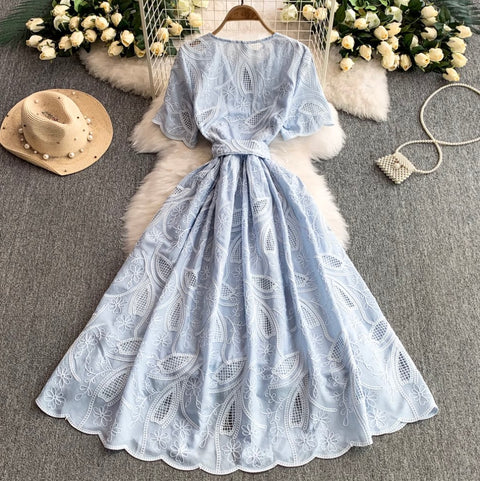 Korean Style Embroidery Shirt Dress