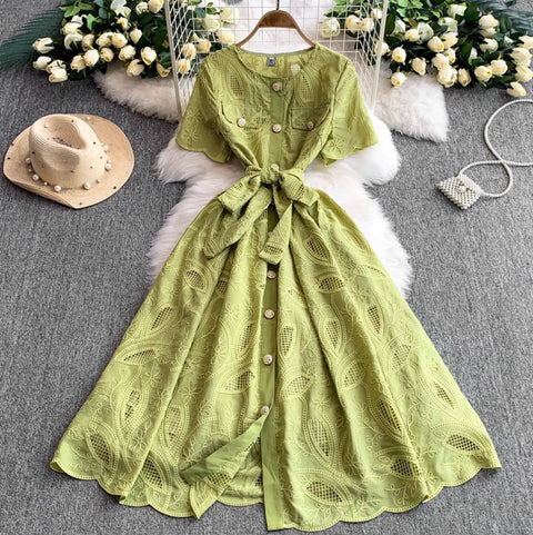 Korean Style Embroidery Shirt Dress