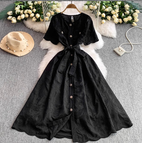 Korean Style Embroidery Shirt Dress
