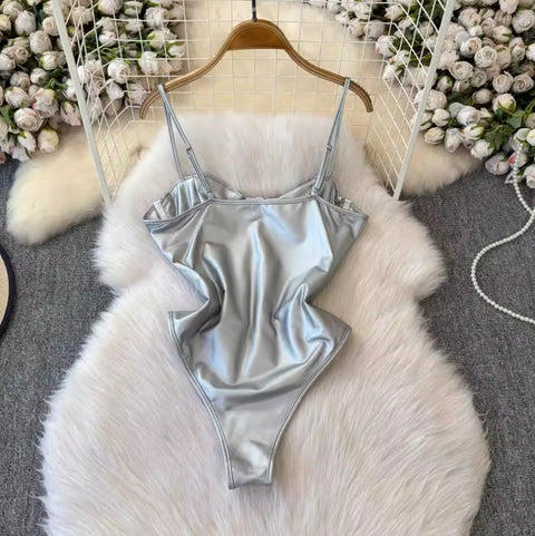 Sexy Silver Sequined Slip Jumpsuit