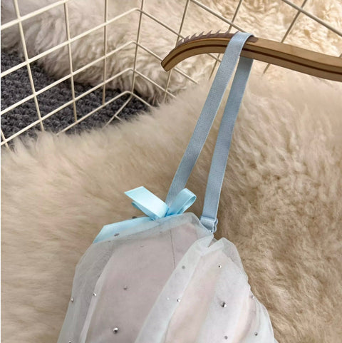 Fairy Blue Rhinestone Studded Slip Dress