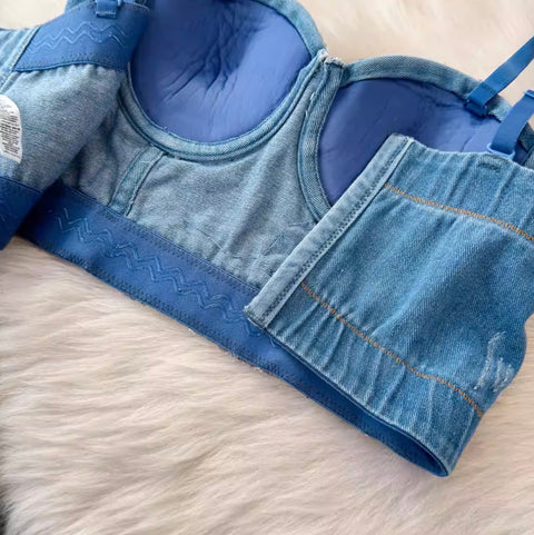 Sequined Backless Denim Camisole